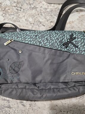 Chala CV Envoy RFID Crossbody Messenger Bag Purse Gray Dragonfly